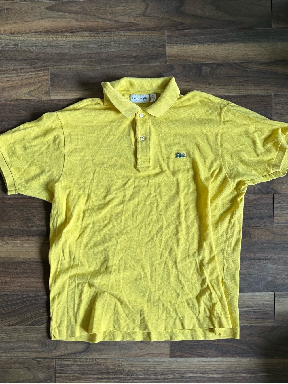 Lacoste Men's Bright Yellow Polo with Embroidered Croc